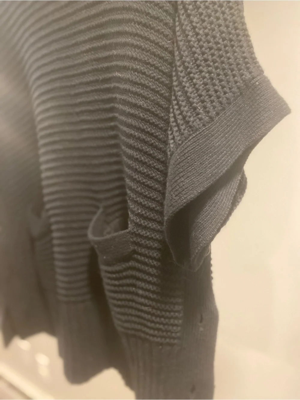 J.Crew Women's Chunky Knit Short-Sleeve Sweater poncho- Black